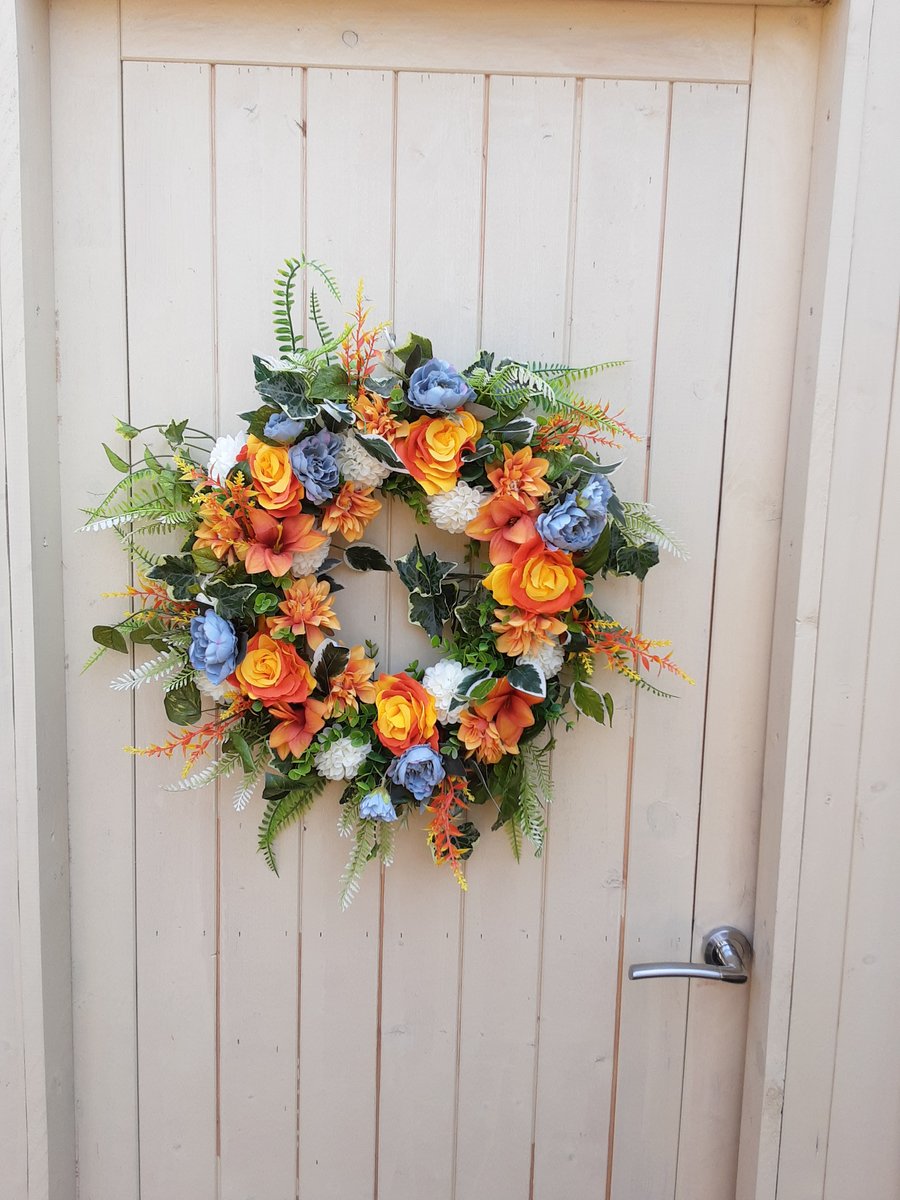 Fern. 46cm summer wreath. Door wall table centre grave present weddings 