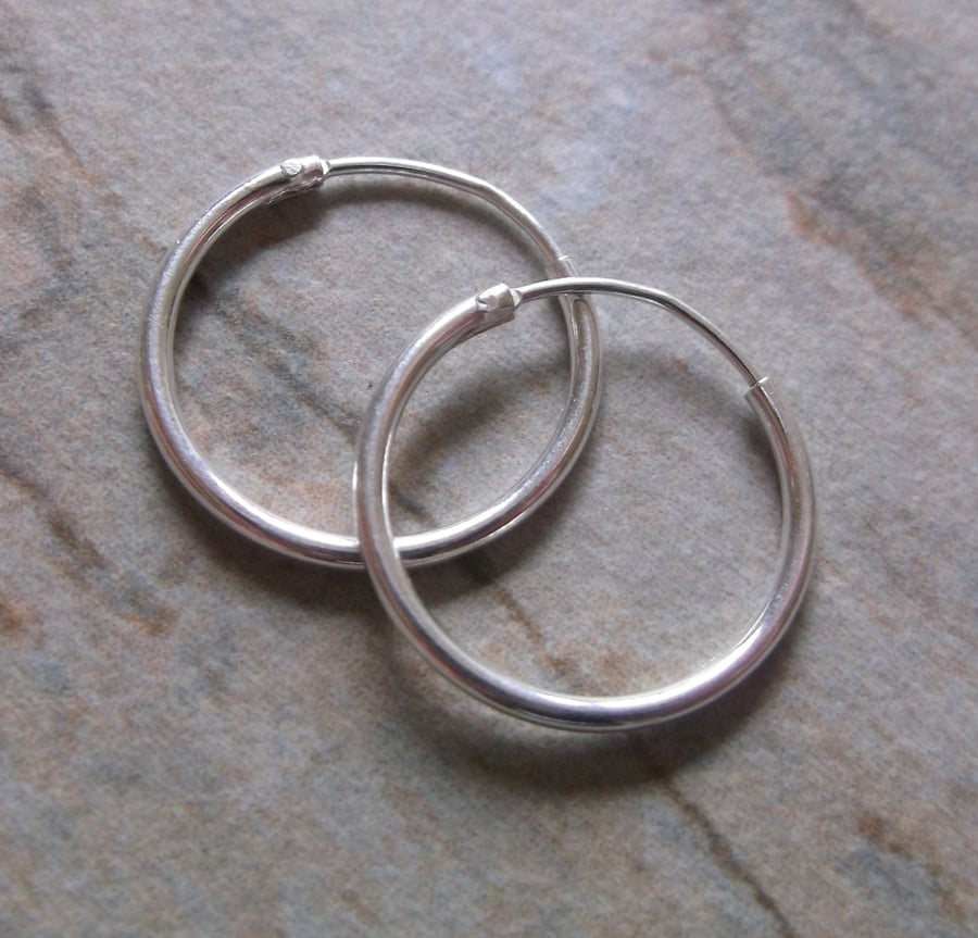 Mens 16mm Sterling Silver Hoop Earrings