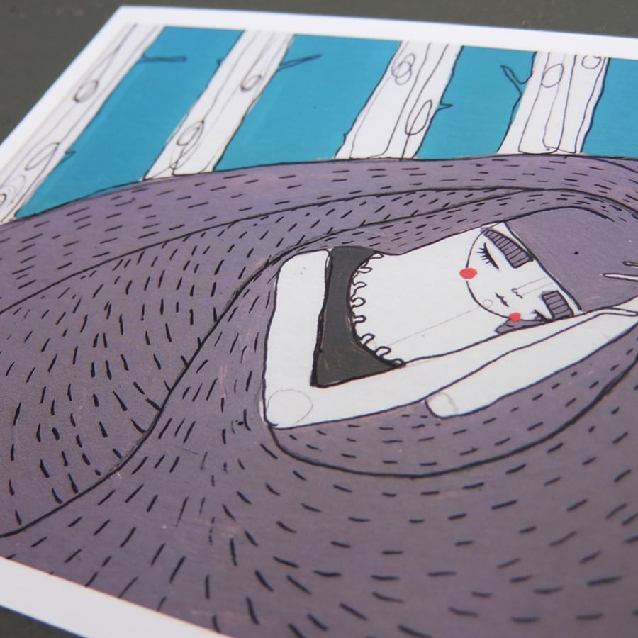 'Nesting in hair' Artwork Poster Print