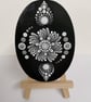Hand painted black and white flower magnet - Image 1