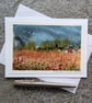 Poppy Meadow. Blank Card. Original Mixed Media 260203