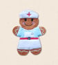Vintage Nurse Gingerbread Decoration - Embroidered Nursing Character - Image 1