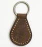 Rustic Brown Full Grain Leather Teardrop Key Fob Saddle Stitched UK - Image 3