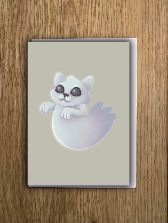 Ghost Cat Blank Greeting Card