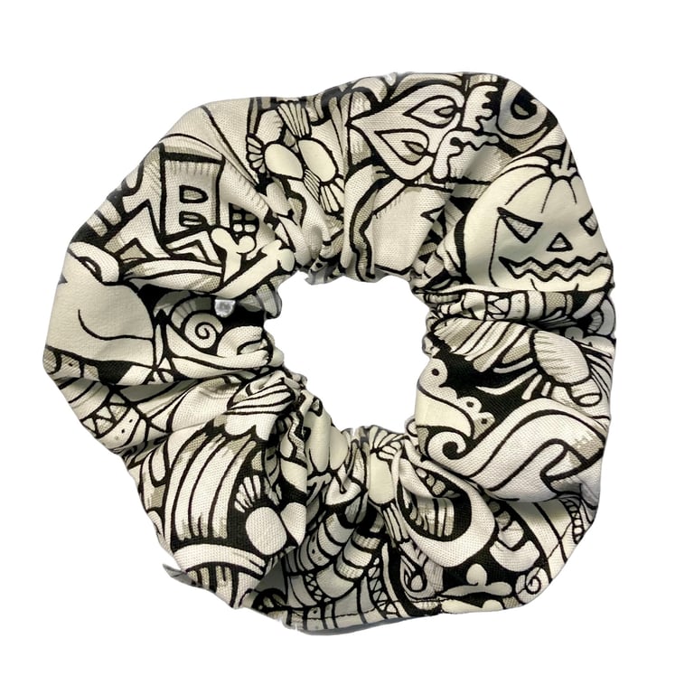 Glow in the Dark Halloween Graphic Pattern Large Hair Scrunchie