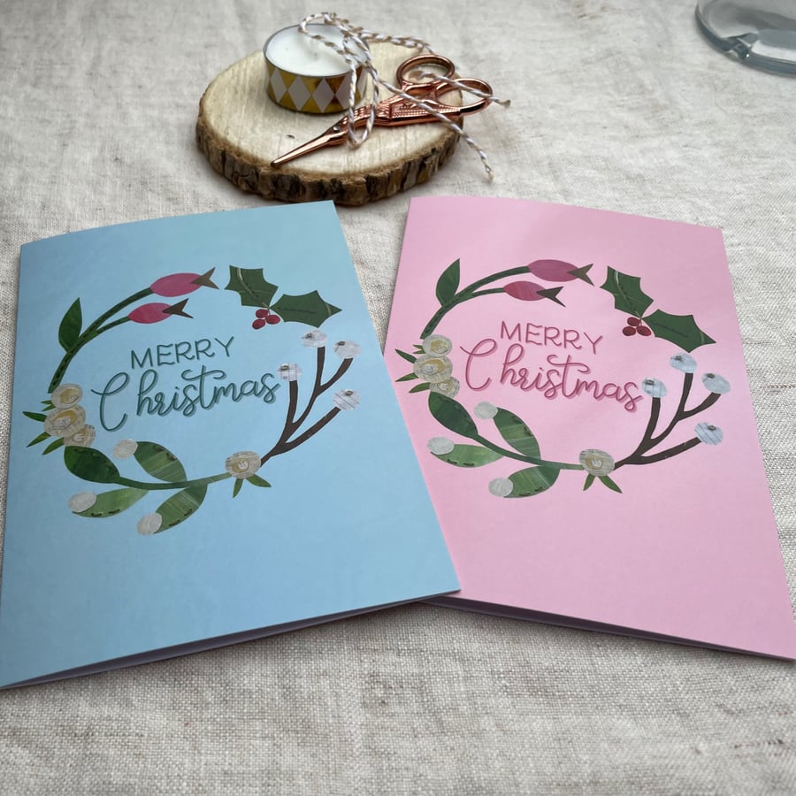 Set of 2  A6 Collage Christmas Cards