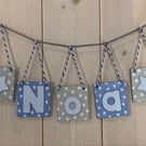 Personalised name bunting in blue and grey, Any Name!