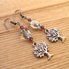 Grey Tree Charm Bead Earrings