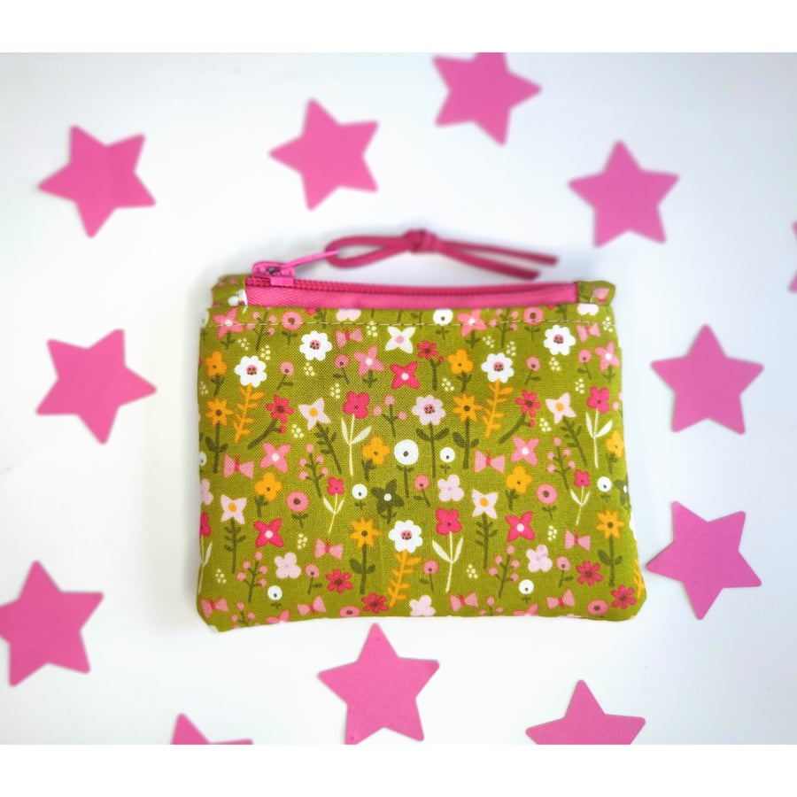 Ditsy Flowers Coin Purse, Card Pouch, Small Purse