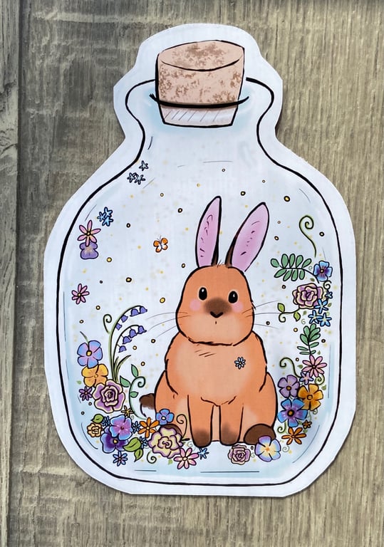 Bunny jar art sticker large