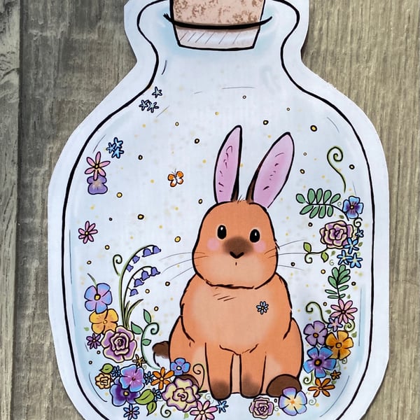 Bunny jar art sticker large