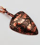 Etched Floral copper triangle pendant, oxidised and domed