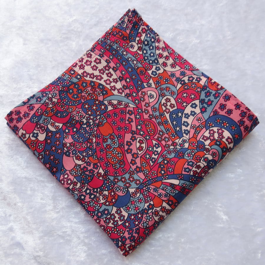 Pocket Square, Liberty Tana Lawn handkerchief, gents handkerchief
