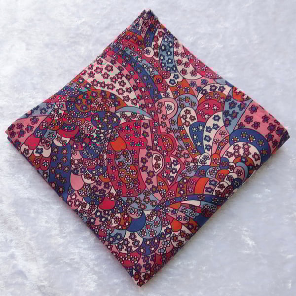 Pocket Square, Liberty Tana Lawn handkerchief, gents handkerchief - for Sue.