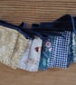 Mini bunting handmade decoration in a blue and green colourway.