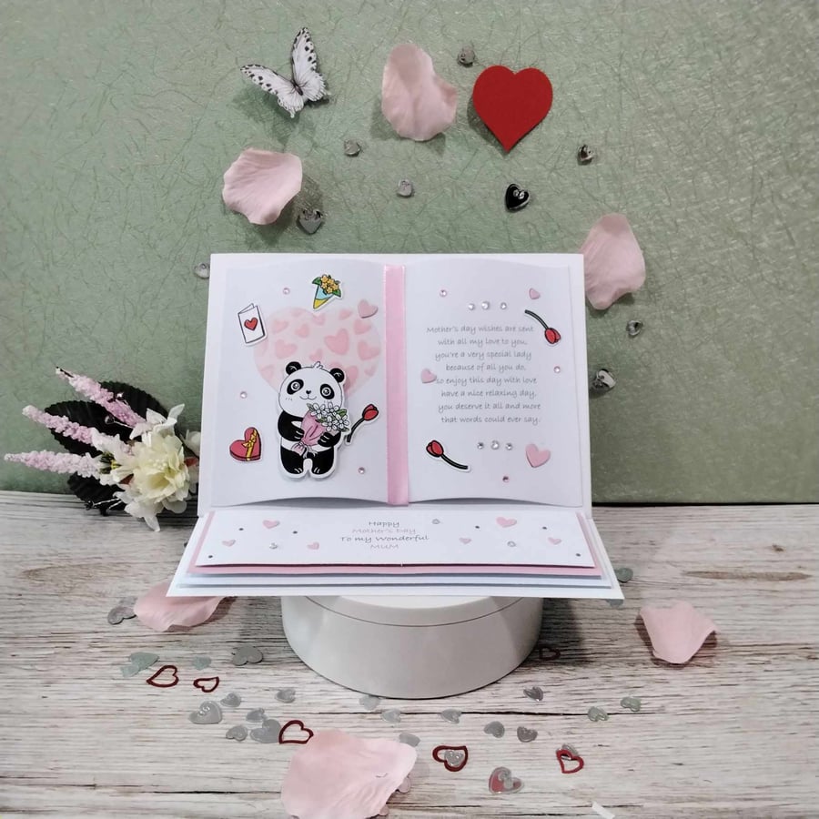 Hand- made, personalized, unique, book easel, Mother's day card