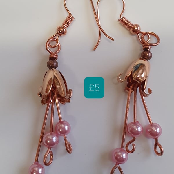 Handmade Rose Gold Floral Earrings 