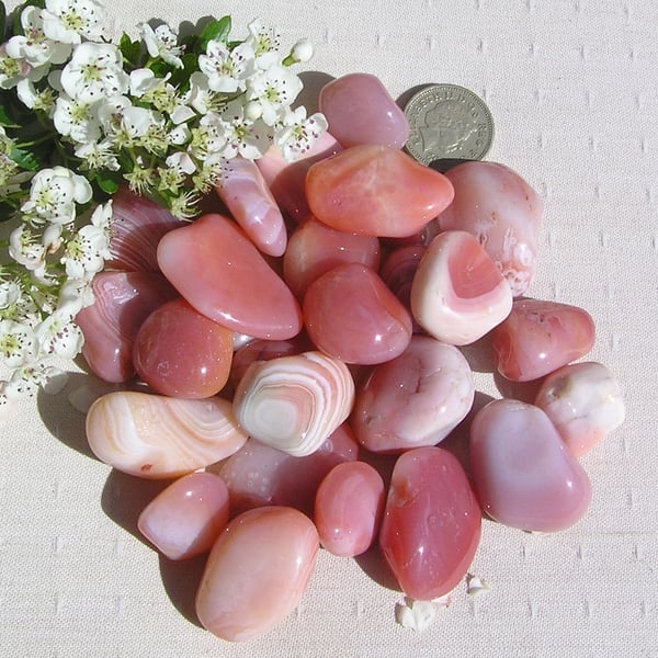 12 Apricot Agate Crystal Polished Tumblestones - Chakra - Reiki - Craft - Mosaic