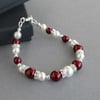 Claret Pearl Bracelet - Dark Red Wedding Jewellery - Burgundy Bridesmaids Gifts