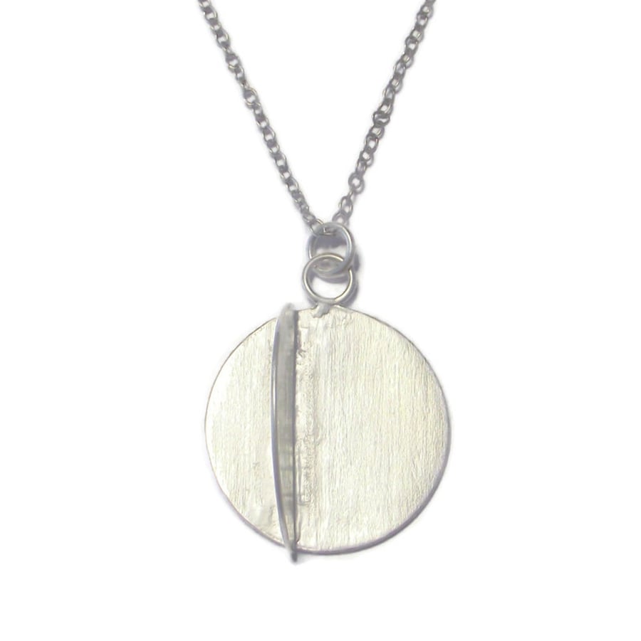 Handmade Sterling Silver Disc Pendant, Simple and Elegant Silver Jewellery