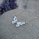 Sterling Silver Butterfly Necklace with Aquamarine - JBJ2060