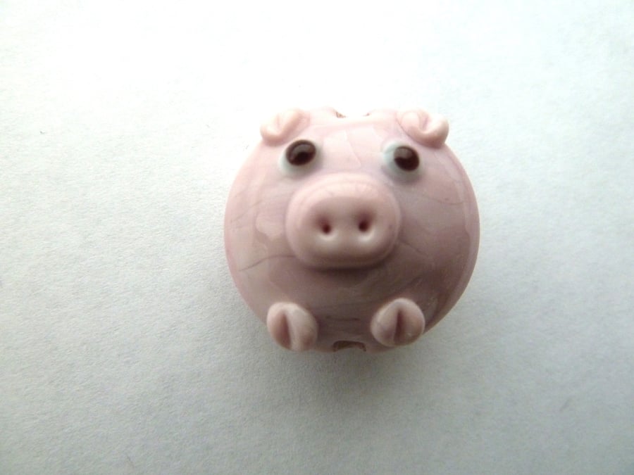handmade lampwork pig bead