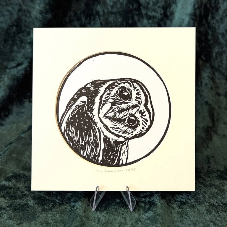 Owl Original Linocut Print