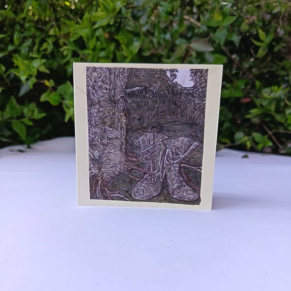 Boots in landscape: a pen ink and acrylic