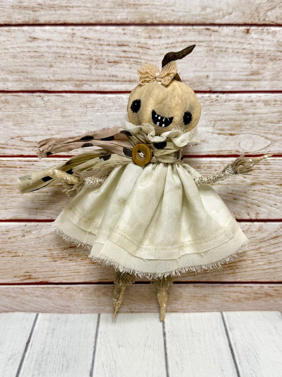 Cream Pumpkin Spun Cotton Doll