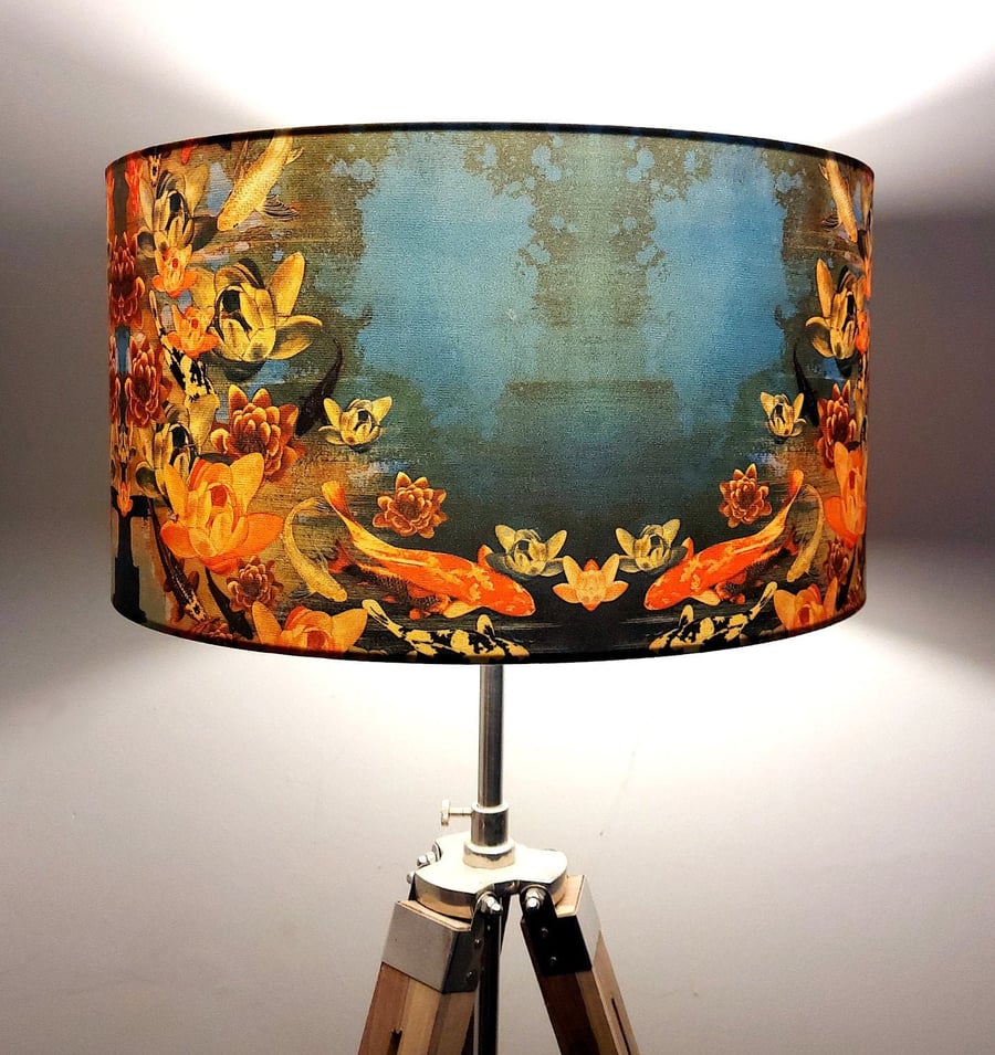 Koi Pond Drum Lampshade by Lily Greenwood - Large - 45cm