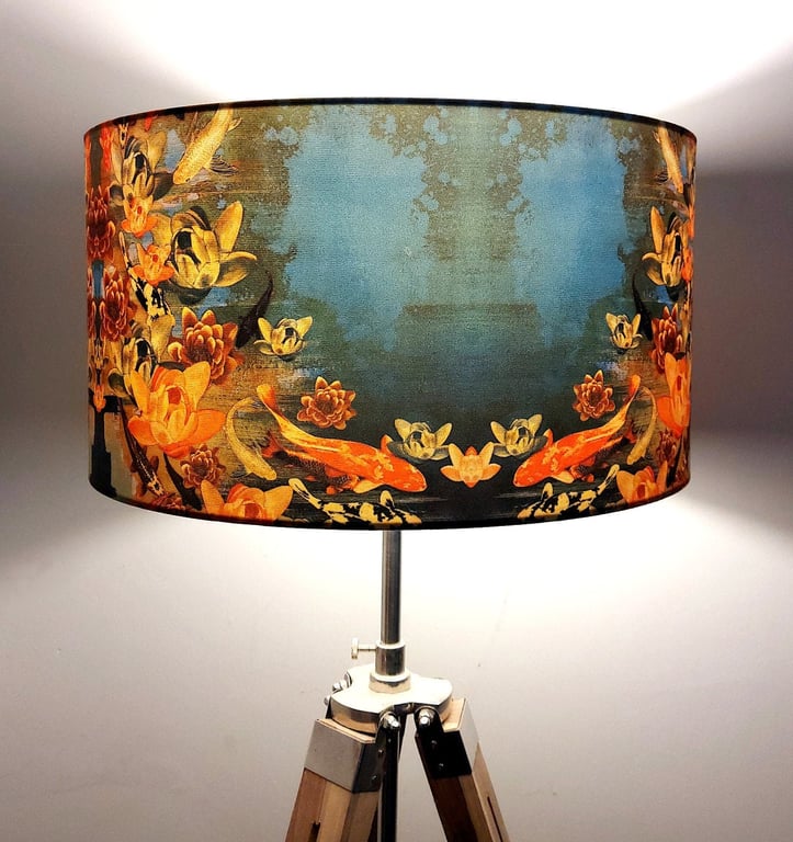 Koi Pond Drum Lampshade by Lily Greenwood - Large - 45cm