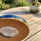 Large 10cm Resin Beach Coaster with Real Pebbles and Cork Backing