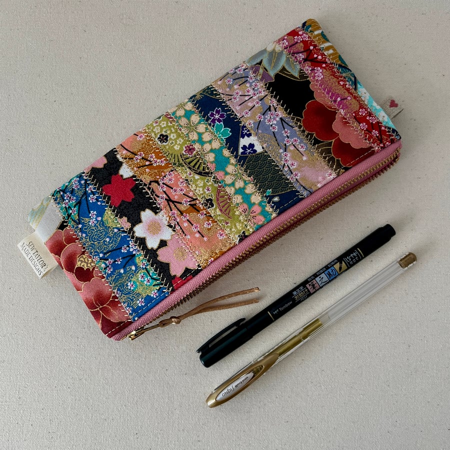 Pencil Case Floral Japanese Fabric Patchwork 