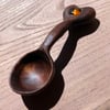 Hand Carved Walnut Spoon with Amber Sea Glass Insert
