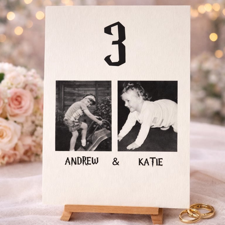 When We Were Wedding Photo Card, Childhood Photo Table Display