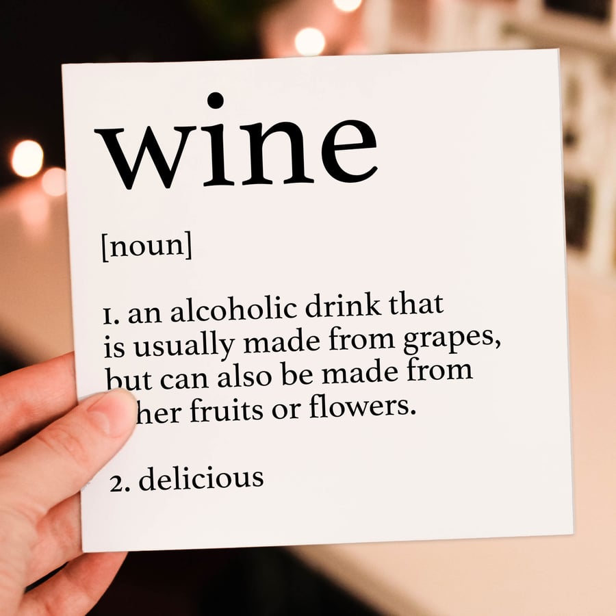 Birthday card: Dictionary definition of wine