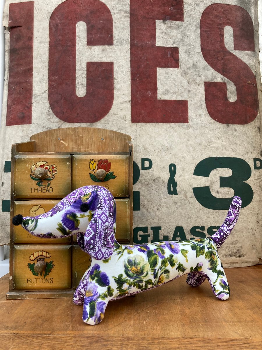 Snossage the Vintage Fabric Sausage Dog 