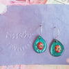 Copper and Teal Enamel Teardrop Earrings