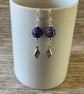 Denim Blue Rustic Earrings With Diamond Metal Charm. - Image 1