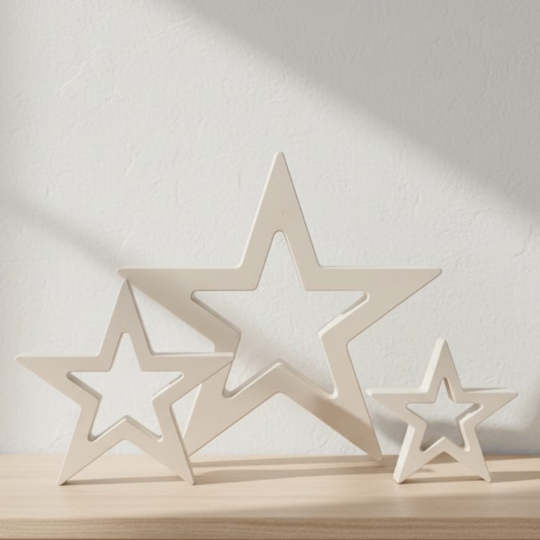 White Star Decoration Set of Three Modern Minimalist Home Decor Ornaments