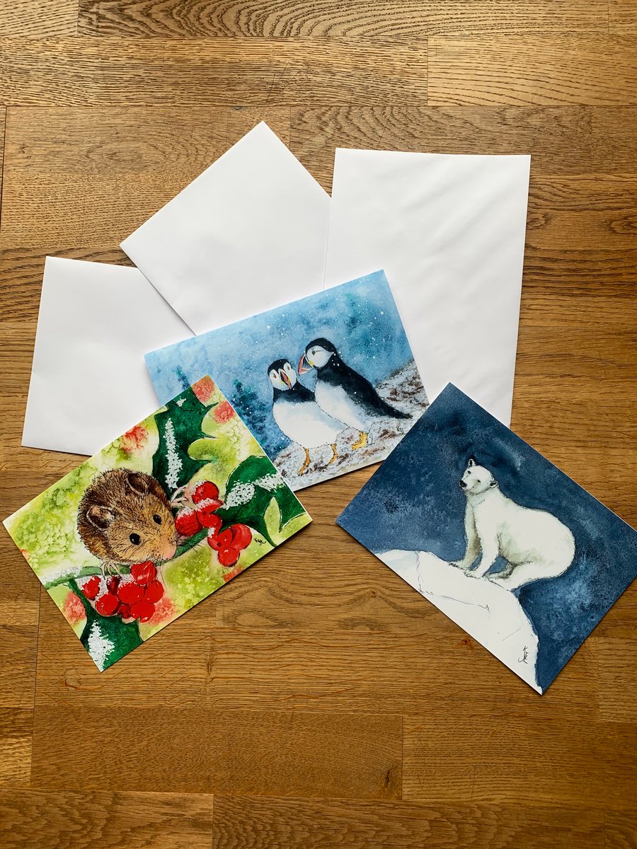 A5 blank cards, Christmas Animal Collection - Free UK postage