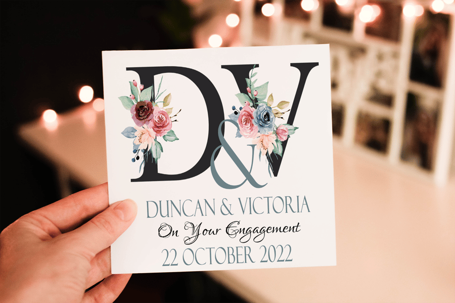 Letter Art Engagement Card, Card for Engagement, Congratulations Engaged