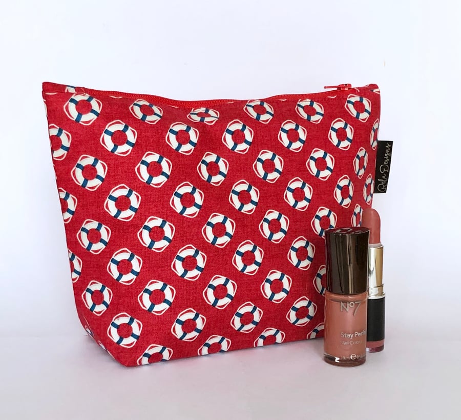 Toiletries bag, lifebuoys