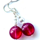 Murano glass red earrings with sterling silver.