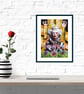 Female Harlequin Portrait Art Pierrot Clown Circus Theatrical Artwork - Image 5