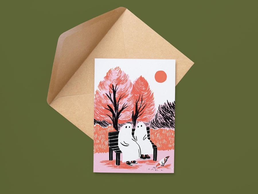 Spooky Ghost Valentines Card: Alternative Anniversary, Gothic Emo Love