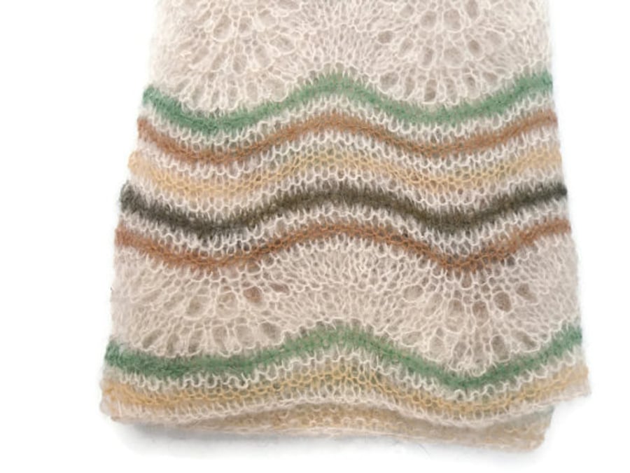 Cream striped throw, lap blanket 