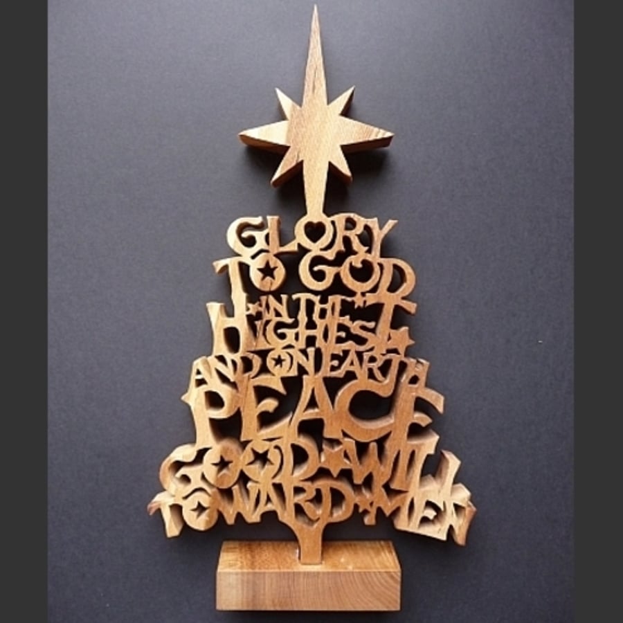 Wooden Christmas Tree- Glory to God 