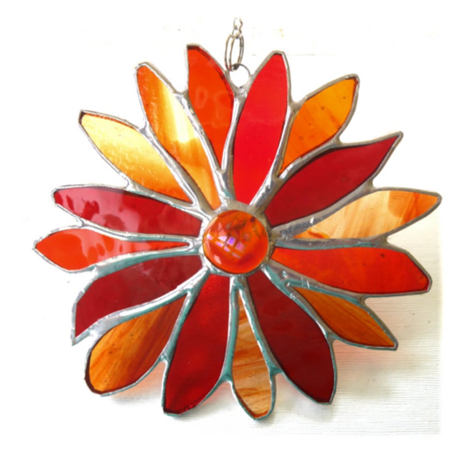Sunset Flower Stained Glass Suncatcher Handmade 003