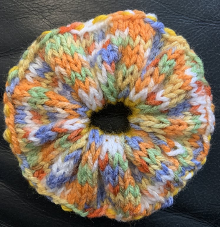 Sprinkles Donut Scrunchie Knitted Doughnut Hair Bobble Bun Topper Accessory